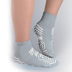 Slipper Socks Terry Treads® X-Large Gray Ankle High (1/PR 48PR/CS) by Alba Health Products  ID 46012-XLG